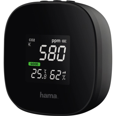 Hama Luftsensor Innenbereich 7,5 x 7,5 x 3,5 cm (B x H x T) Akku inkl. Micro-USB-Kabel