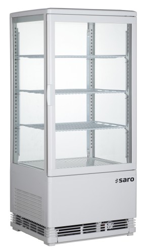 SARO Kühlvitrine Modell SC 80 weiß - Material: (Gehäuse) Kunststoff, weiß - 4-seitig doppelverglast - 3 höhenverstellbare Roste,