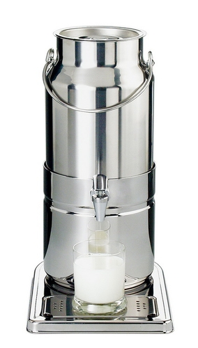 Milchkanne -TOP FRESH- 23 x 35 cm, H: 45 cm 18/8 Edelstahl 1 Kühlakku im Standfuß 5 Liter spülmaschinengeeignet kühlbar