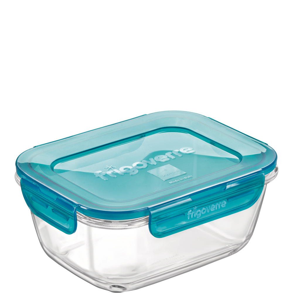 Bormioli Rocco Frigoverre Evolution Box rechte. 100cl, 180x140mm, stapelbar, mit blauem PP-Deckel, blau, Polypropylen (PP)