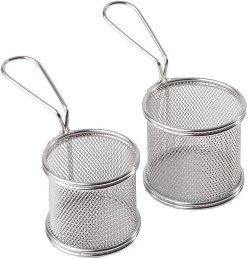Servier-Frittierkorb Ø 9 cm, H: 8,5 cm, Griff 9 cm Edelstahl -SNACKHOLDER- spülmaschinengeeignet