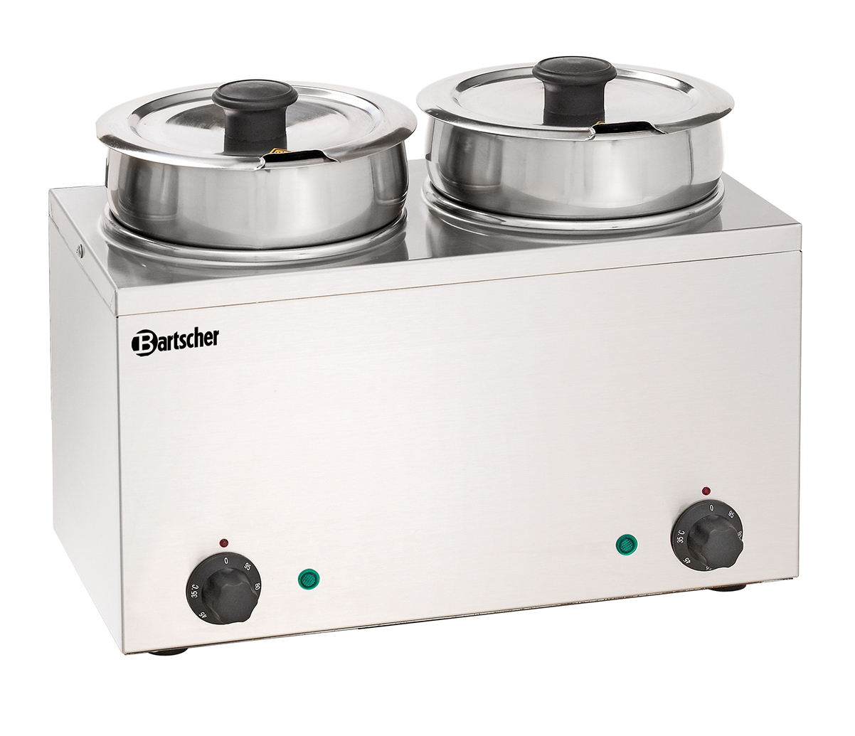Bartscher Bain Marie Hotpot, 2x Topf, 3,5 L |Temperaturbereich bis: 95 °C | Maße: 41,5 x 24 x32,0 cm. Gewicht: 6,2 kg