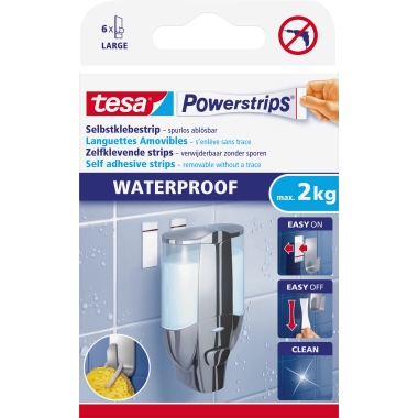 tesa® Klebepad Powerstrips® Waterproof Large 20 x 50 mm (B x L) Klebemasse nicht lösungsmittelfrei weiß 6 St./Pack.