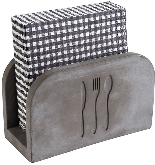 Serviettenhalter -ELEMENT- 16 x 7,5 cm, H: 10 cm Beton mit möbelschonender Unterseite für ca. 50 Servietten nicht