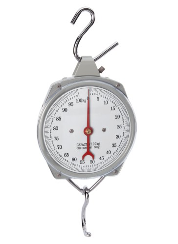 Hängewaage. Metallgehäuse lackiert. Skalierung bis 100 kg - Unterteilung 500 g.