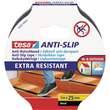 tesa® Antirutschband 25 mm x 5 m (B x L) -10 bis +50°C Acrylat schwarz, Maße: 25 mm x 5 m (B x L), Gesamtdicke: 810 µm,