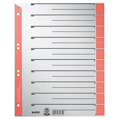 Leitz Trennblatt DIN A4, Überbreite Kraftkarton, recycelt rot schwarz 25 St./Pack.