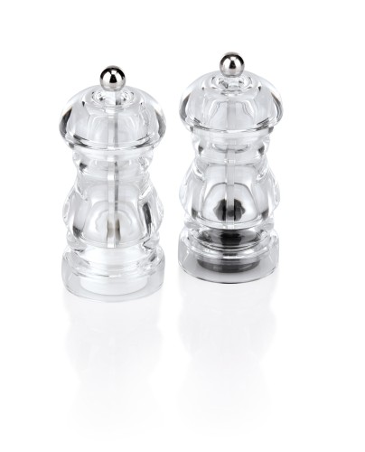 Salz-/Pfeffermühlen Set. Acryl. Salzmühle mit Keramikmahlwerk, Pfeffermühle mit