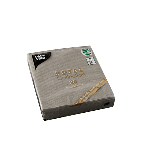 20 Servietten "ROYAL Collection" 1/4-Falz 25 cm x 25 cm grau von PAPSTAR