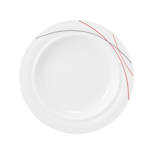 Seltmann Teller halbtief 25,5 cm, rund, Form: Community, Dekor: 57402 Red Line, hohe Kantenschlagfestigkeit, Made in Germany