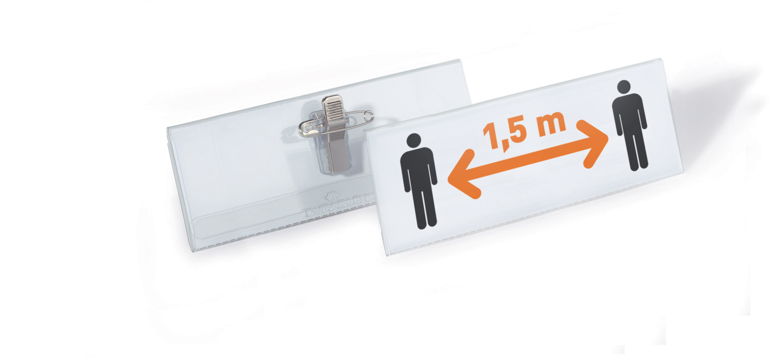 Durable Namensschilder-Set mit Kombiklemme Maße: 46mm x 105mm , transparent