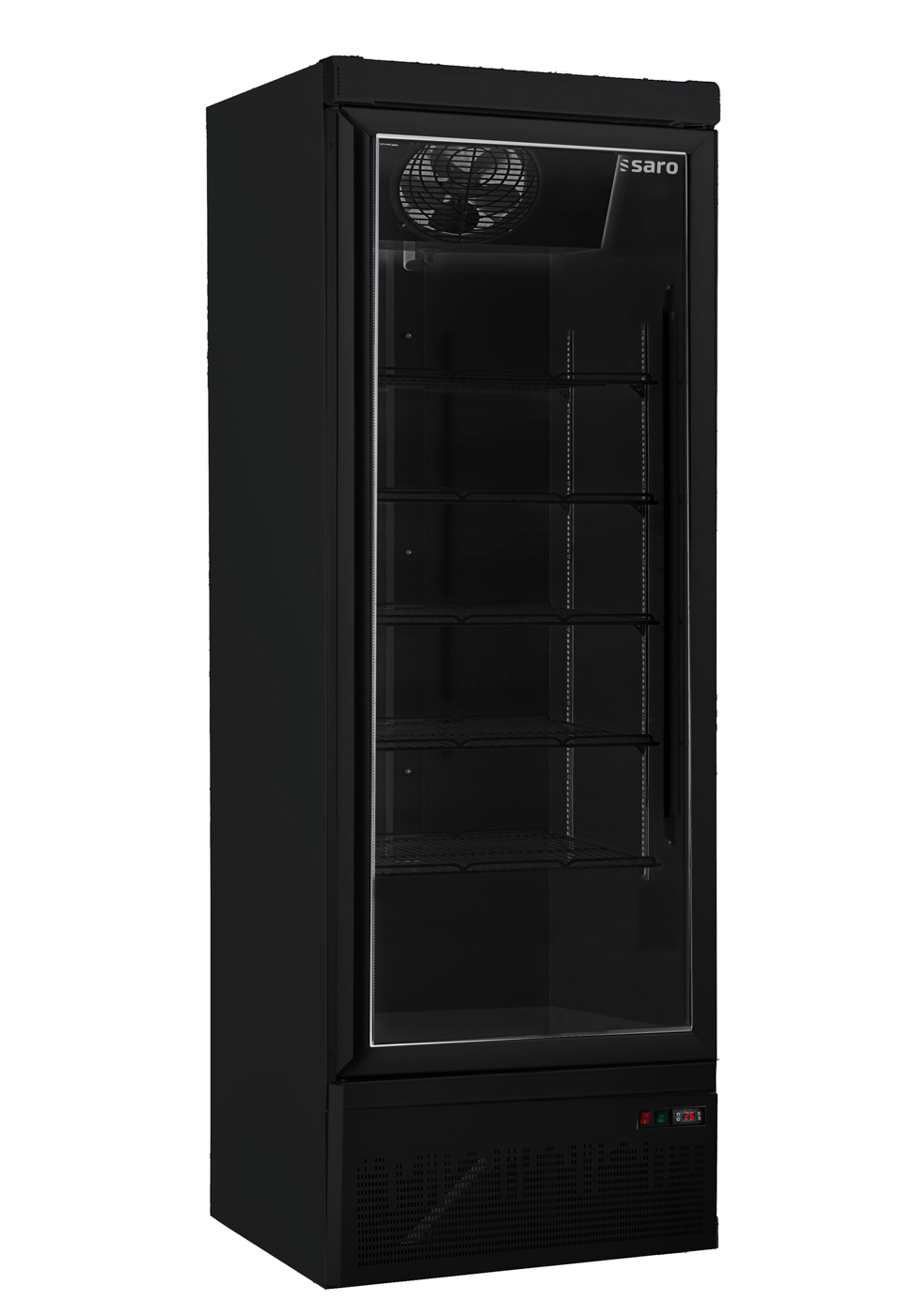 SARO Tiefkühlschrank mit Glastür, Modell GTK 560 - schwarz - Material: (Gehäuse) Stahl einbrennlackiert, schwarz; (Innenraum,