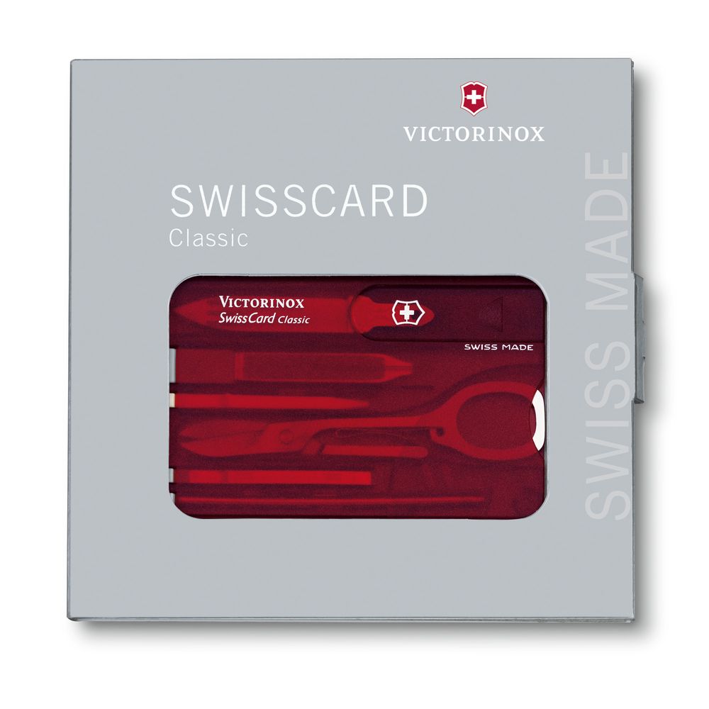 Victorinox SwissCard Classic Taschenmesser, rot transparent