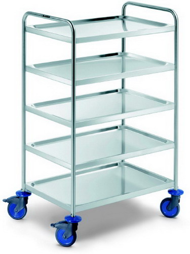 BLANCO-Transportwagen RationalE mit 5 Böden, L 900 x B 600 x H 1290 mm 4 Lenkrollen, 2 Feststeller, Modell SW 8 x 5-5