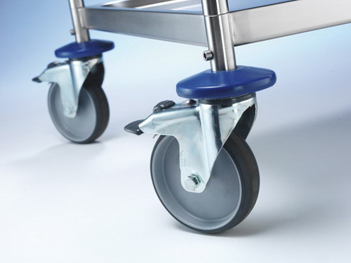 4 Lenkrollen, davon 2 mit Feststeller Edelstahlrollen 125 mm Durchmesser passend für SW 6x4, SW 8x5, SW 9x6,