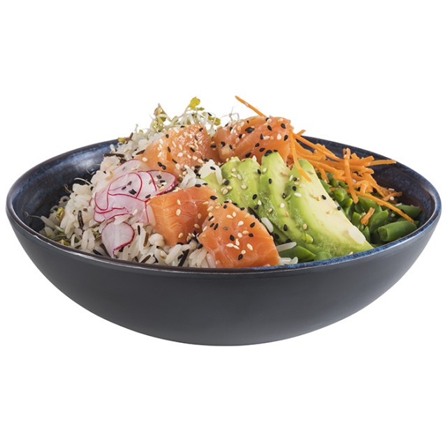 APS Schale -LOOPS-, Ø 20,5 cm, H: 6,5 cm, Melamin, innen: Dekor, dunkelblau, außen: dunkelgrau 0,8 Liter