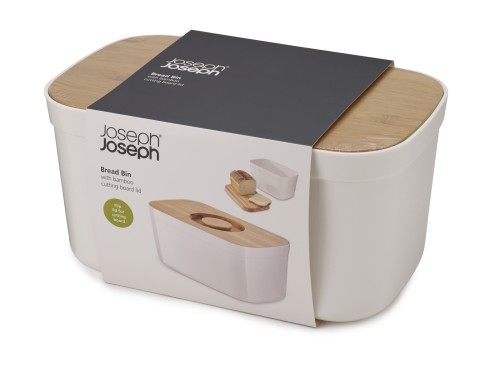 Joseph Joseph Bread Bin - Brotkasten mit integriertem Schneidebrett - weiß
