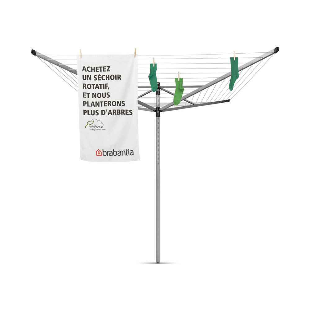 Brabantia Lift-O-Matic 60 M - 45 mm Rohr mit Bodenanker und Schutzhülle Metallic Grey