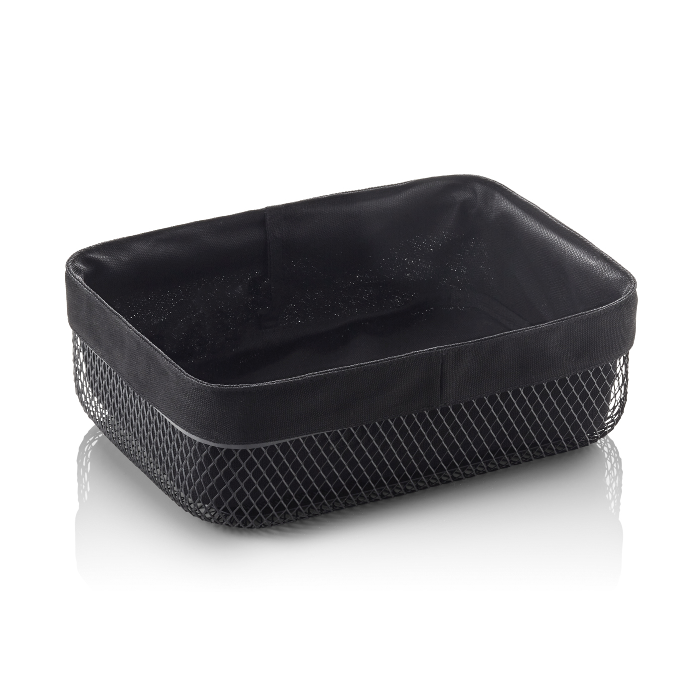 Korb, 27 x 20 x 8,5 cm, schwarz pulverbeschichtet, Metall Pulverbeschichtet, Farbe: schwarz