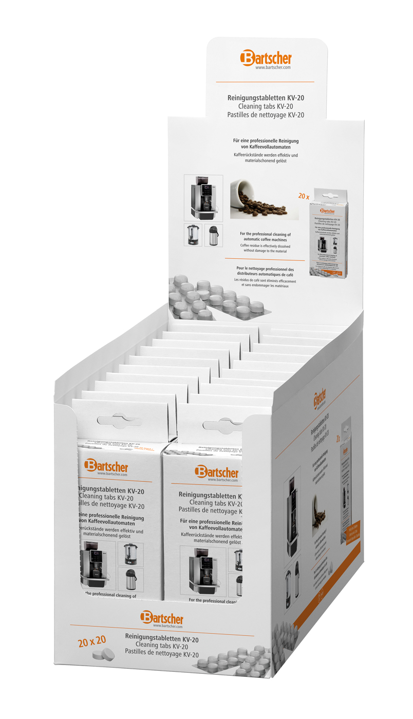 Bartscher Reinigungstabletten KV-20 | HACCP-konform: Ja | Maße: 3 x 7,5 x 180 cm. Gewicht: 0,065 kg