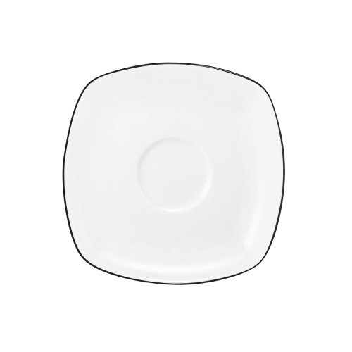 Seltmann Kombi-Untertasse eckig 14,5 cm, eckig, Form: Lido, Dekor: 10826 Black Line, hohe Kantenschlagfestigkeit, Made in Germany