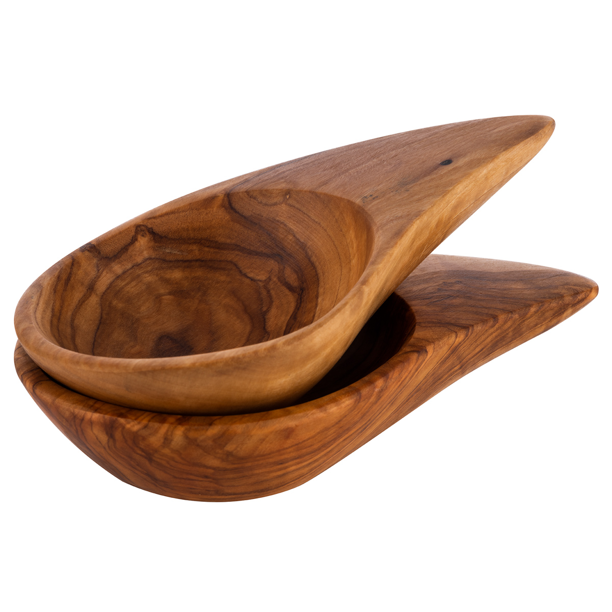 Schale, 2er Set -OLIVE-, 12,5 x 8 cm, H: 2,5 cm, Olivenholz, geölt, 0,05 Liter, Ø 6 cm Vertiefung, (Jedes Teil ist ein Unikat.)