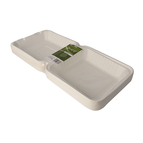 PAPSTAR 25 Menüboxen, Zuckerrohr "pure" ungeteilt 7,7 cm x 20 cm x 22 cm weiss