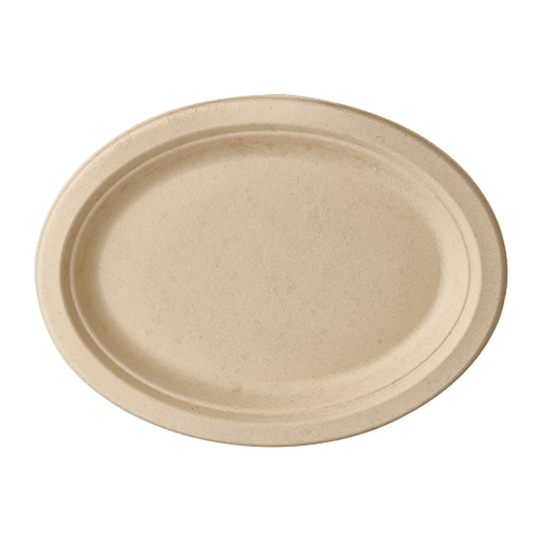 PAPSTAR 50 Teller, Zuckerrohr "pure" oval 26 cm x 20 cm x 2 cm natur