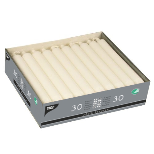 30 Kronkerzen Ø 2,2 cm · 20 cm weiss aus 100 % Stearin von PAPSTAR