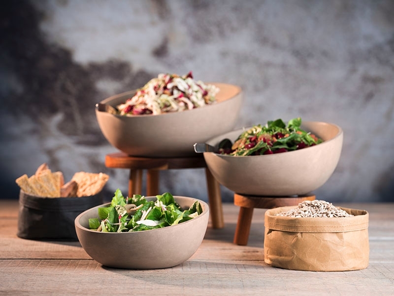 APS Schale SIERRA, Beton, Inhalt: 1,7 Liter, Durchmesser: 260 mm, Höhe: 75 mm, mit möbelschonender Unterseite