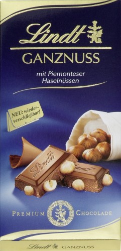 Lindt Ganznuss Tafelschokolade 100G