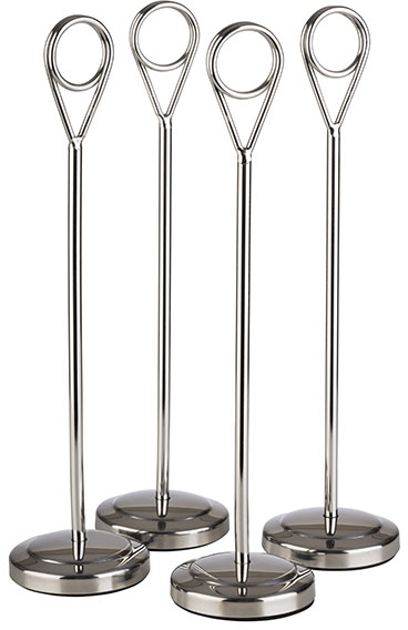 Kartenhalter, 4er Set Ø 5 cm, H: 20,5 cm Edelstahl, hochglanzpoliert inklusive 20 schwarzen Beschriftungskarten aus