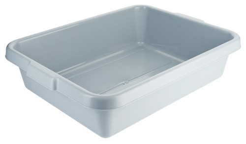 Transport-/Lagerbecken aus grauem Polypropylen, mit zwei seitlichen Griffmulden, stapelbar, robuste Qualität Länge außen: 55 cm,