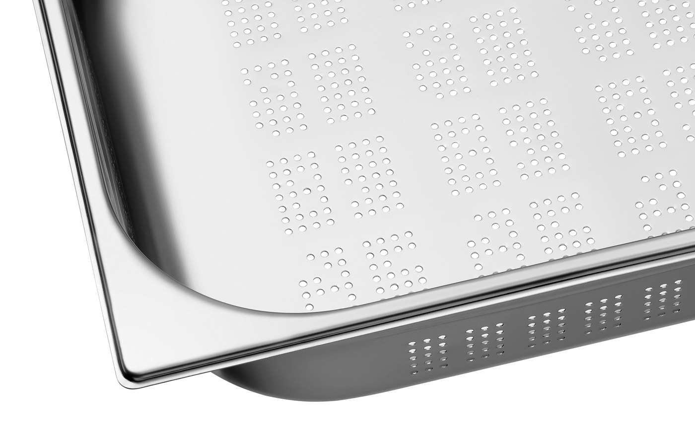 Bartscher GN-Behälter, 2/3, T100, gelocht |Ausführung: Mit Perforation (gelocht) | Maße:35,4 x 32,5 x 10,0 cm. Gewicht: 0,95 kg