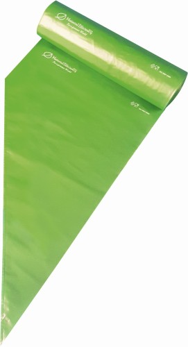 Einweg-Spritzbeutel "Efficiency"grün, gerollt. geschlossene Spitze, 530 x 275 mm, 60µ. Material: PE, mehrfach extrudiert. Innenseite