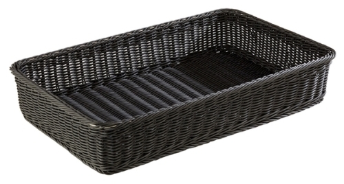 GN 1/1 Korb 53 x 32,5 cm, H: 10 cm Polypropylen, schwarz mit Edelstahldraht im Rand -PROFI LINE- spülmaschinengeeignet