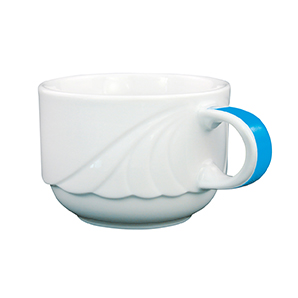 Obertasse 0,18 l - Form: Ambiente Plus - Dekor, 79878 Hellblau - aus Porzellan. Hersteller:, Eschenbach. "Made in Germany".