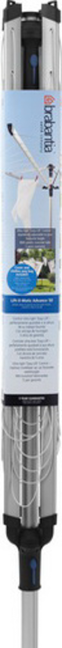 Brabantia Lift-O-Matic 50 M - 50 mm Rohr mit Bodenhülse, Hülle und Wäscheklammerbeutel Metallic Grey