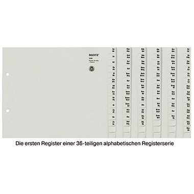 Leitz Registerserie DIN A4, Überbreite A-Z Tauenpapier, recycelt grau 540 Registerblätter
