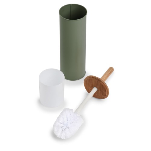 WC-Bürste, Metall/Bambus, salbeigrün. Ø: 100 mm. Höhe: 384 mm.