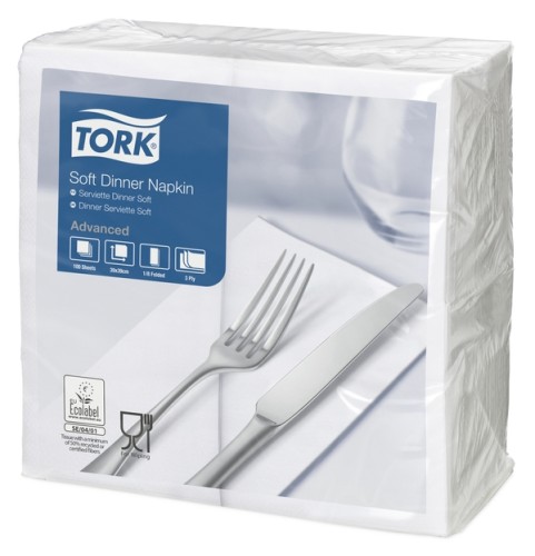 Tork Soft Dinnerserviette Weiß Advanced Weiß