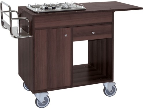 ETERNASOLID® Flambierwagen VULCANO - Wengé, 2 Brenner zusammen