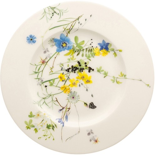 Brillance Fleurs des Alpes von Rosenthal, Frühstücksteller 19 cm, mit Fahne. Aus Bone China, spülmaschinen-/mikrowellengeeignet.
