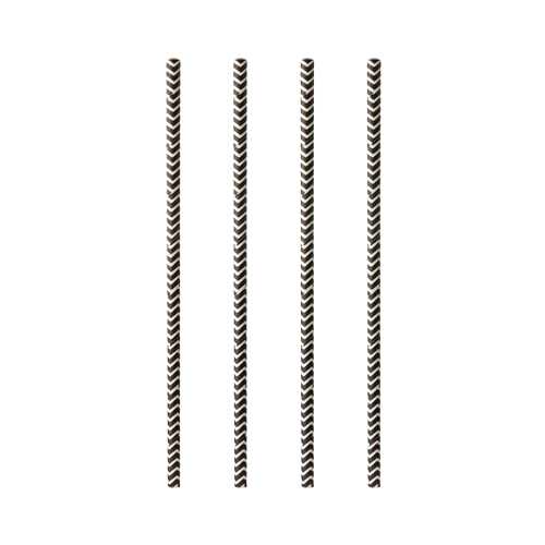 100 Trinkhalme, Papier Ø 6 mm · 20 cm schwarz/weiss "Zig-Zag" von PAPSTAR