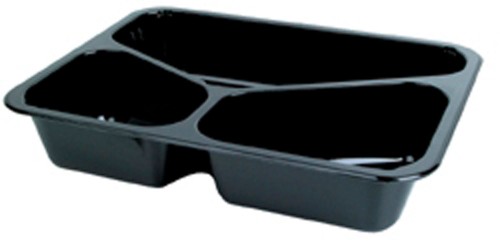 Duni CPET-Schale 225 x 175 x 43 mm Schwarz 3-Teilung, 300 Stk/Krt (1 x 300 Stk)