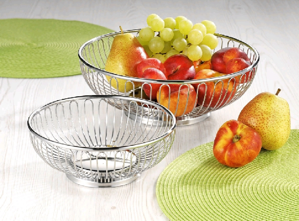 Brot-/ Obstkorb PARIS, rund. Material: Edelstahl 18/10, Durchmesser: 17 cm, Höhe: 6 cm