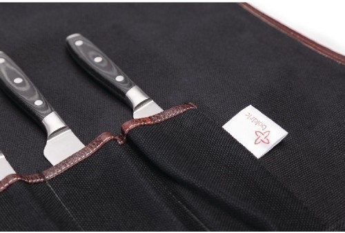 Boldric Messertasche aus schwarzem Segeltuch 6 Fächer