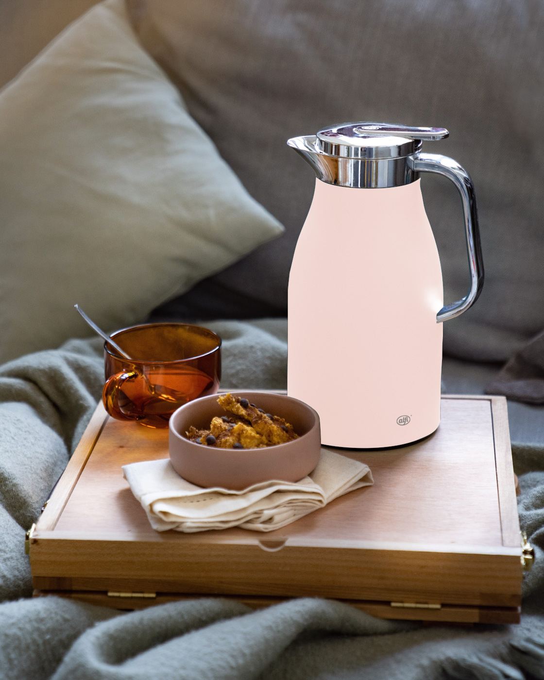 Isolierkanne Skyline pastel rose mat 1,0 l; by pearl creative Christian Rummel & Tim Storti; hochwertiger Edelstahl mit Hartglaseinsatz