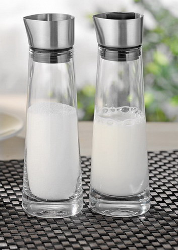 Blomus Zucker- und Sahne-Set MACCHIATO, Höhe: 170 mm, Durchmesser: 55 mm aus Edelstahl und Klarglas, mit Silikondichtung.