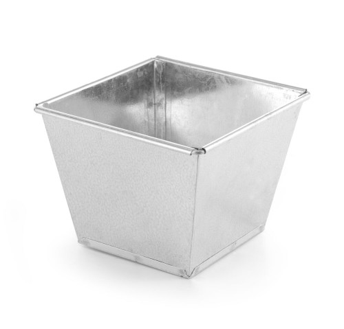 Behälter, rechteckig, 0,5 Liter, 10x10x8 cm. Das verzinkte Stahlblech verleiht dieser Serie ein rustikales Design.